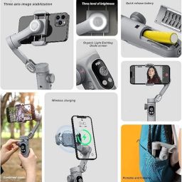 Cubonic AOCHUAN SmartX Gimbal Stabilizer Handheld 3Axis Phone Gimbal with LED Fill Light 3 Axis Gimbal for Mobile image 3
