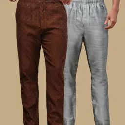 Pack of 2 Mens Cotton Blend Ethnic Wear Ethnic Motifs & Solid Pyjama Men Pyjama-image-76