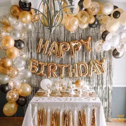 Golden Theme Birthday Balloon Decoration Kit Set Items for Girls, Boys, Wife-image-14