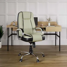 Jessica Beige & black Leatherette Office Executive Chair-6