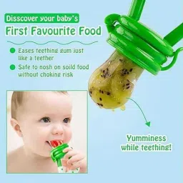 shivaashish enterprise Baby Fruit Nibbler & Soft Silicone Teether Combo | for 6+ Months | Multicolor Teether image 3