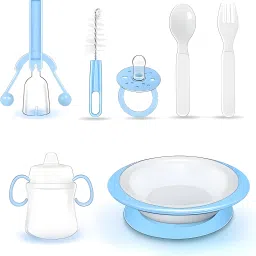 Baby Feeding Set 7 Pieces Babies and Toddlers Tableware Set Plastic Dinner Set - Plastic-25