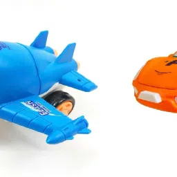 Combo of Push Pull Back Action Robot Car and Plane Toy for Kids,Racing Car-0
