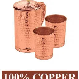 Stylish Dotted Copper Jug & 2 Copper Glass (100% Copper)JG0.81 Jug Glass Set-image-11