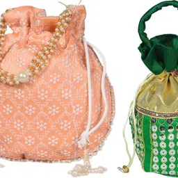 sunesh creation Women Orange, Green Potli-picture-37