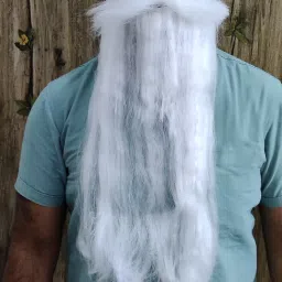 dhinchak Ramleela Sadhu Character moustache attached beard for all free size white beard Hair Extension image 5