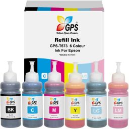 GPS Colour Your Dreams Refill Ink For Epson T673 Comptible 70ML X 6 Colour Set Black + Tri Color Combo Pack Ink Bottle-11