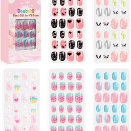 Nail Art Kit for Kids, Children Fake Nails Artificial Nail Tip-image-5