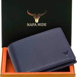 Men Casual Blue Genuine Leather RFID Wallet - Mini-image-28