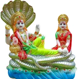 Laxmi Vishnu Statue Marble Finish Vishnu Laxmi Murti Decorative Showpiece-13 cm-image-55