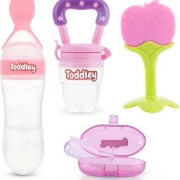 4in1 Baby Combo Set– Baby Tongue Cleaner Finger Brush,Food Fruit Nibbler ,Baby Teether and Feeder-1