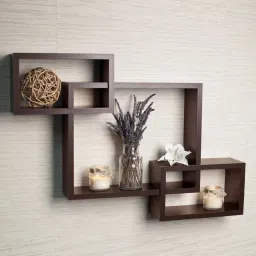 Wall Decoration Shelf Rack MDF Wall Shelf (Number of Shelves - 3, Brown ) Wooden Wall Shelf-15