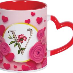 Letter V Alphabet Best Gift for Girlfriend Boyfriend Husband Wife on Valentine's Day Special Mg674 Ceramic Coffee Mug-image-42