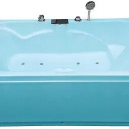 6 Feet Bathtub with Bubble Bath and Filler System - Cyan Blue Free-standing Bathtub-image-92