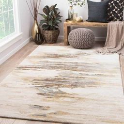 Brown Abstract Wool And Viscose 8 ft x 10 ft Hand Tufted Carpet by Jaipur Rugs-image-20
