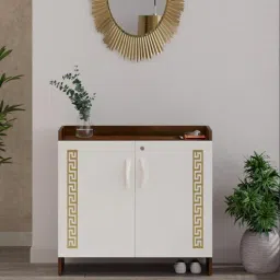 bluewud Brooklyn Shoe Cabinet In Brown Maple & White Finish-picture-31