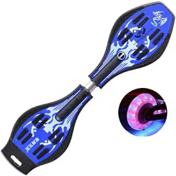 Wave Board | Caster Board | Ripstick | Skate Board 30 X 9 Inch with Carry Bag & 80mm Illuminating PU Wheels with 100KG Capacity (Black Fire) (Special Edition Wave Board) 10 inch x 20 inch Skateboard 10 inch x 20 inch Skateboard ( Pack of 1) 20 inch x 10 inch Skateboard-image-42