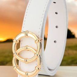 Women Casual, Formal White Artificial Leather Belt-image-39