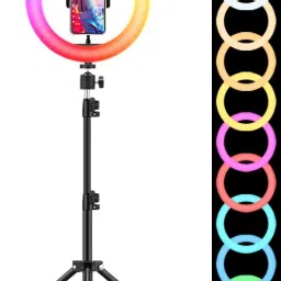 Setster RGB Ring Light with Adjustable Tripod Stand, Mini LED Dimmable Selfie Ring Light with Cell Phone Holder Desktop LED Lamp with USB for Makeup, YouTube, Video, Photography, Shooting Ring Flash-17