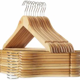 Clothes Wooden Hangers, 360° Swivel Chrome Hooks - with Non Slip and Cut Notches Wooden Coat Pack of 5 Hangers ForCoat-21