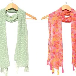 Printed Chiffon Women Multicolor Scarf, Stole, Fancy Scarf-image-22