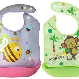 Baby Silicone Waterproof Bib With Rice Pocket Pack of 2-9