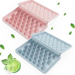 Ice Cube Tray With Lid Set For Freezer Ice Cubes, Balls & Lids Set Pink, Blue Plastic Ice Cube Tray-image-42