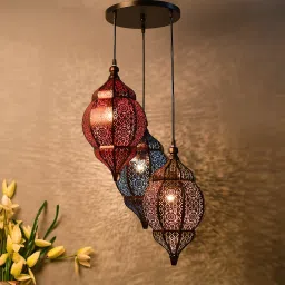 3-Lights Round Cluster Chandelier Ceiling Multicolor Classic Moroccan Pendants Ceiling Lamp-image-56