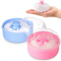 2 Pcs Powder Container Soft Touch for Baby Powder Storage Puff Box Blue, Pink-18