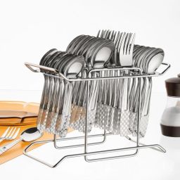 Tree Shape 24 Pieces Cutlery Set with Storage Spoon Set Plastic, Stainless Steel Cutlery Set-image-76