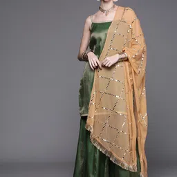 Varanga Geometric Woven Design Regular Kurta With Sharara & Dupatta-9