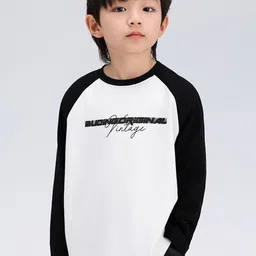 LULU & SKY Boys Typography Colourblocked Drop-Shoulder Sleeves Applique T-shirt-picture-1