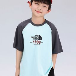 LULU & SKY Boys Typography Colourblocked Drop-Shoulder Sleeves Applique T-shirt-image-62