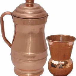 Pure Copper Picture With 1 Tumbler Glass Best Quality Drinkware Set Jug Glass Set-image-80