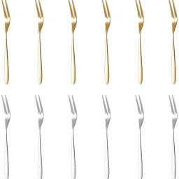 12Pcs Fruit Fork Stainless Steel Fruit Fork Elegant Golden and Silver Fruit Fork Stainless Steel Fruit Fork Set-44