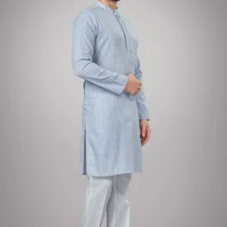 jugg jugg jeeyo Men Self Design Cotton Blend Straight Kurta-picture-32
