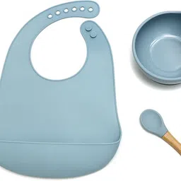 kids station 3pcs Baby Feeding Set, BPA-Free & Microwave Safe Baby Feeding Essentials- Food Grade Silicone-picture-4