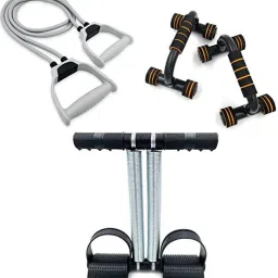 Double Toning ResistanceTube&Double Spring Tummy Trimmer with Push up Bar Stand Ab Exerciser-image-14