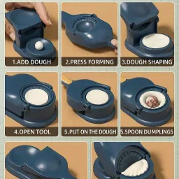 deeckich Cold 2 in 1 Gujiya Maker Dumpling Maker Momos Maker Machine for Home Manual Dough Press image 3