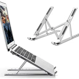 uMore ALUMINIUM LAPTOP STAND Laptop Stand Adjustable Computer Stand Aluminum Riser Holder Compatible with MacBook Air Pro, HP, Dell, More 10-15.6” Laptops Collapsible and Non-Slip Metal Laptop Stand-image-57