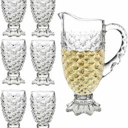 Crystal Pineapple Design Classic 7-Piece Jug & Glasses Set, Jug-1.5 L Jug Glass Set-image-23