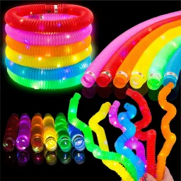 LED Light Up Pop Tubes Fidget Toy 6 Pack Pull and Stretch Pop Tube Toys for Kids-8