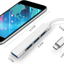STRIFF USB_HUB_4port Adapter, Fast Data Transfer for PC Laptops MacBooks(Silver) USB Adapter image 5