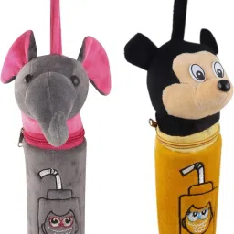 Mickey/Elephant Soft Plush Stretchable Baby Feeding Bottle cover Combo Pack (Yellow & Grey)-image-19