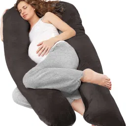 U-Shaped Full Body Maternity Pillow for Back, Hip & Belly Support, Velvet Cover Microfibre Solid Pregnancy Pillow Pack of 1-image-29