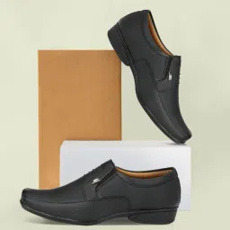 Synthetic Leather Black Formal Office Shoes Slip On For Men Mocassin For Men-picture-22