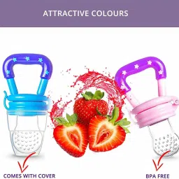 vedo 1Baby Fruit Nibbler Pacifier for Baby with 1Fruit Shape Silicone(Pack of 1) Teether and Feeder image 5