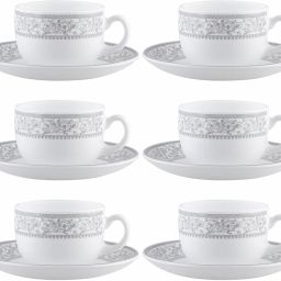 Pack of 12 Opalware Sovrana Persian Silver 160 ml Cup Saucer Set-image-52