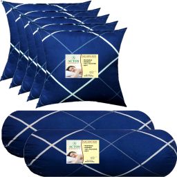 5 Cushion And 2 Microfibre Geometric Bolster Pack of 7-image-87