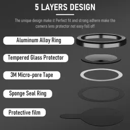 Tech Konnect Back Camera Lens Ring Guard Protector for Moto Edge 50 Fusion, Black Camera Ring image 3